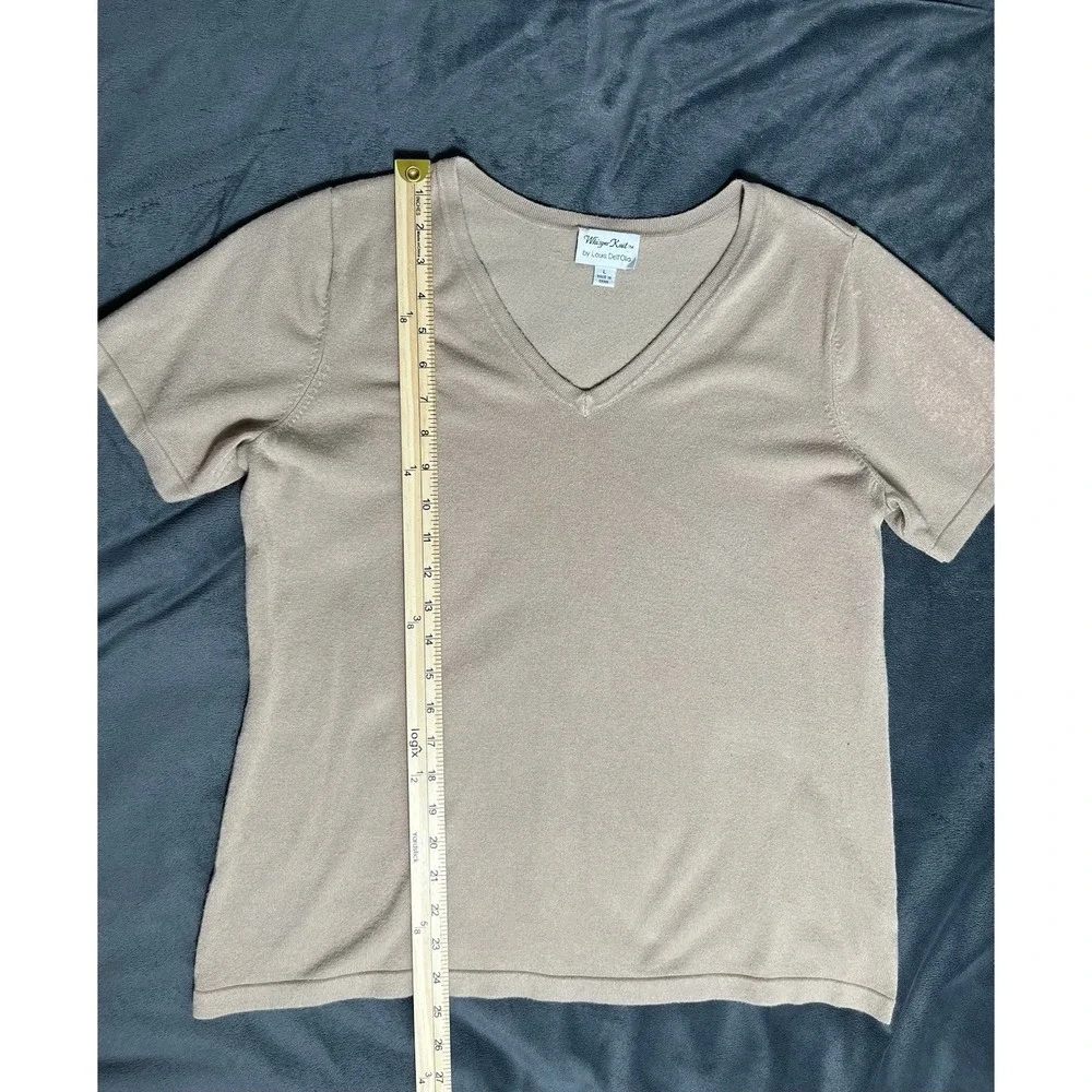 Whisper Knit Louis Dell'Olio Blouse Size L Solid Beige - Picture 3 of 8